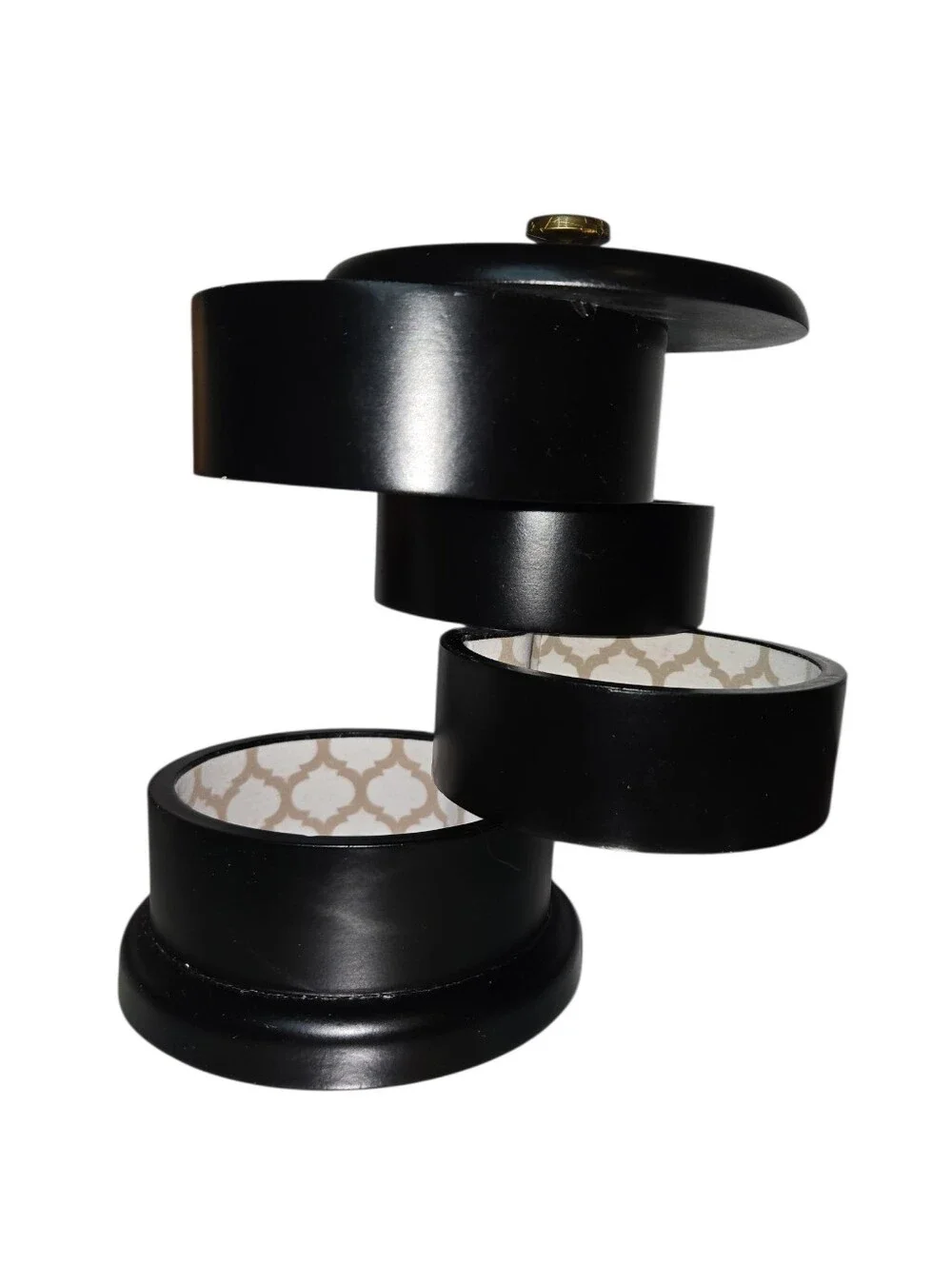 4 TIERED SPIRAL JEWELRY BOX  WITH DRAWERS.